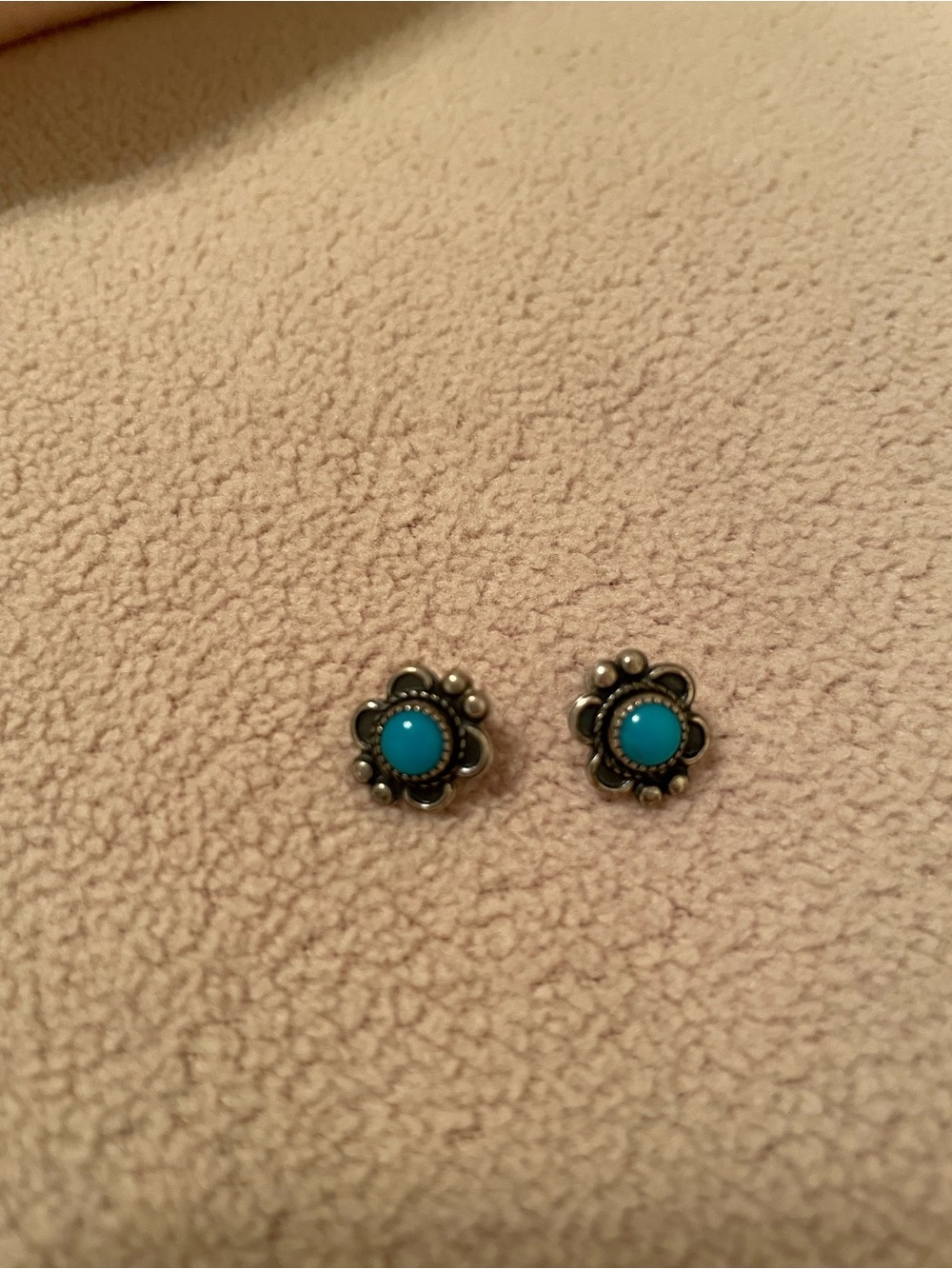 Sterling Turquoise Floral Stud Earrings